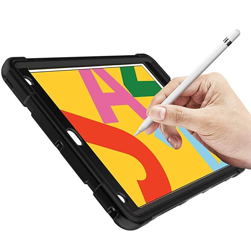 Case for iPad 8th Generation / iPad 7th Generation, Slim Heavy Duty Shockproof Rugged High Impact Protective Case for Kids with Stand for iPad 10.2 inch 2020/2019 Release,Black