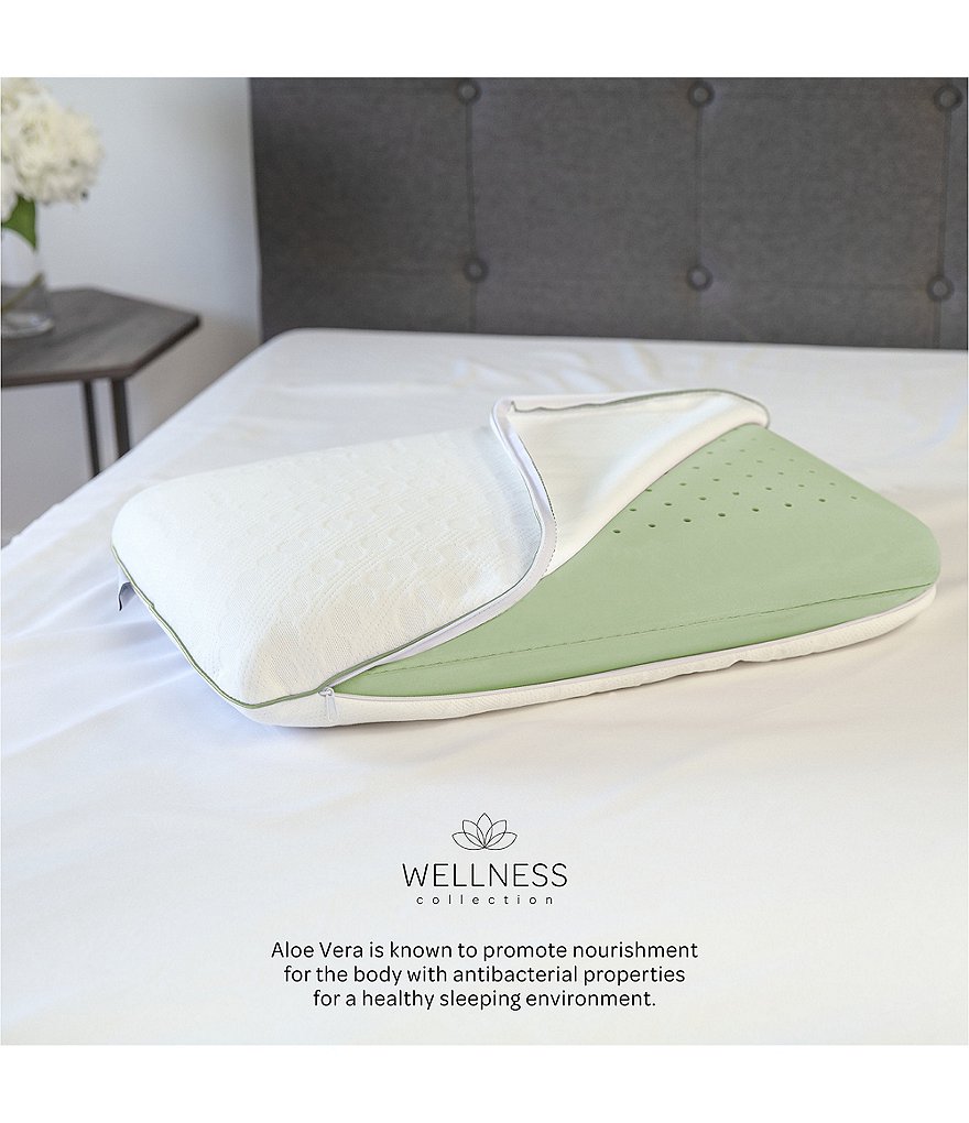 Sensorpedic Wellness Collection Calming Aloe Vera Infused Memory Foam Pillow