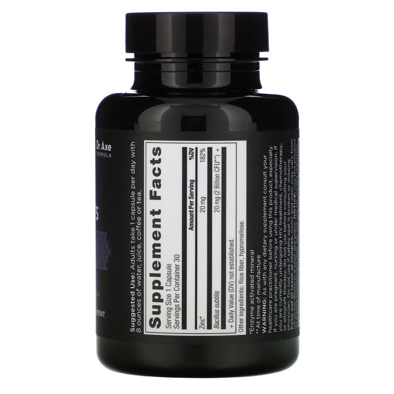 Dr. Axe / Ancient Nutrition Ancient Nutrients, Zinc + Probiotics, 30 Capsules, Mineral Supplements