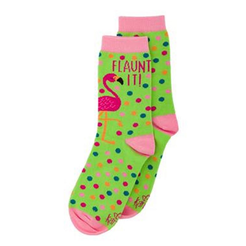 Novelty Socks 12.0" Flamingo Crew Socks Flaunt It Karma  -  Socks