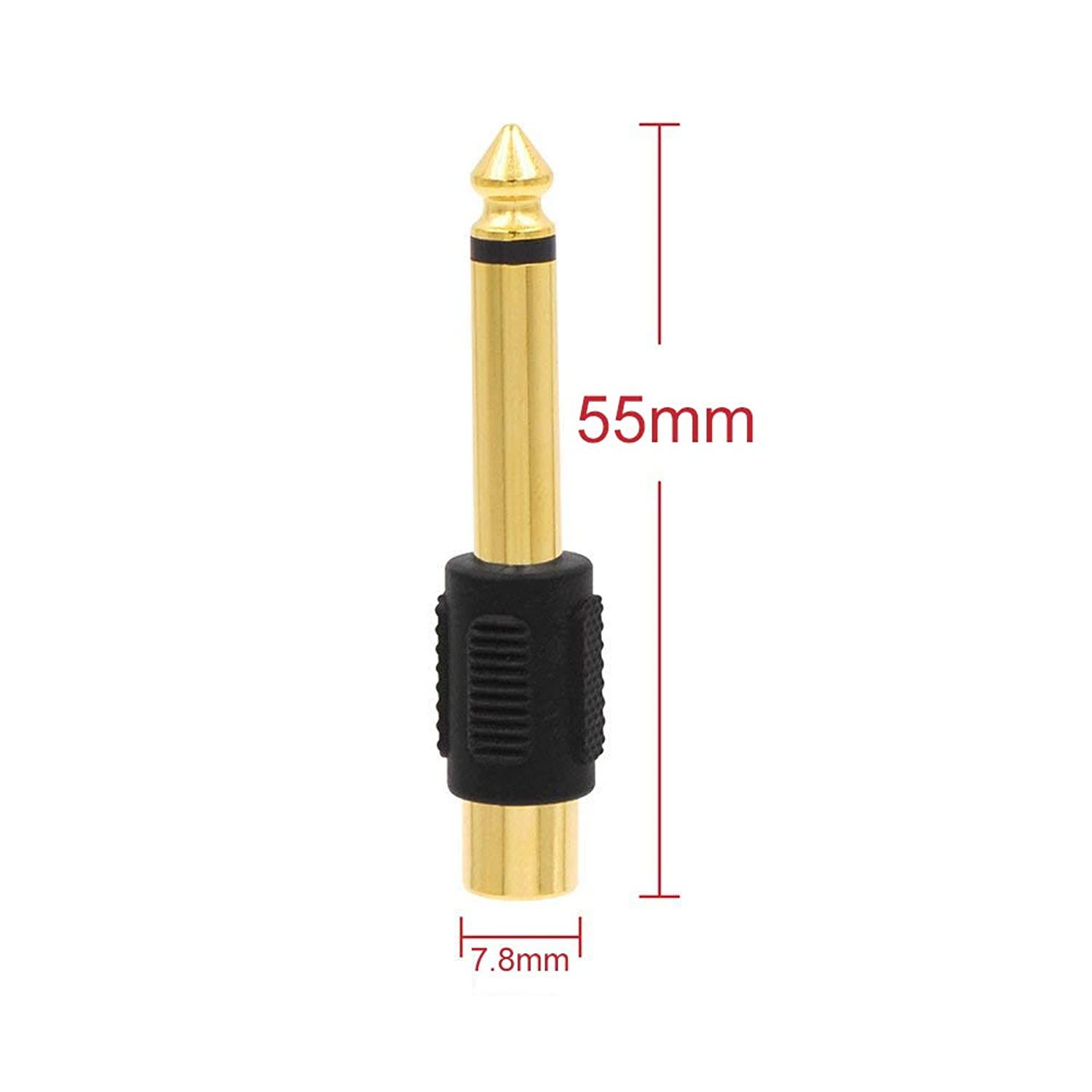 VCE RCA to 1/4" Audio Adapter, 6.35mm Mono Plug Male to RCA Female Connectors 6-Pack