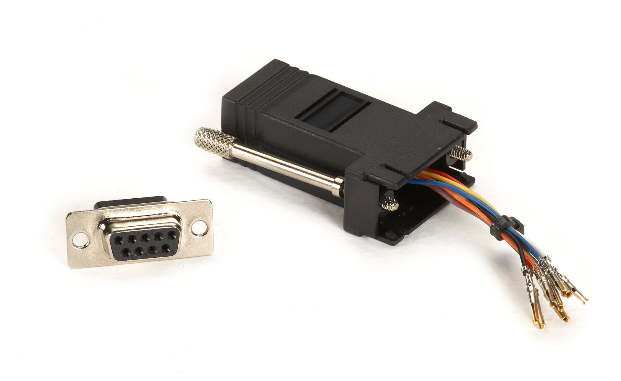 MODULAR ADAPTER DB9-F TO RJ45-F THMB BK