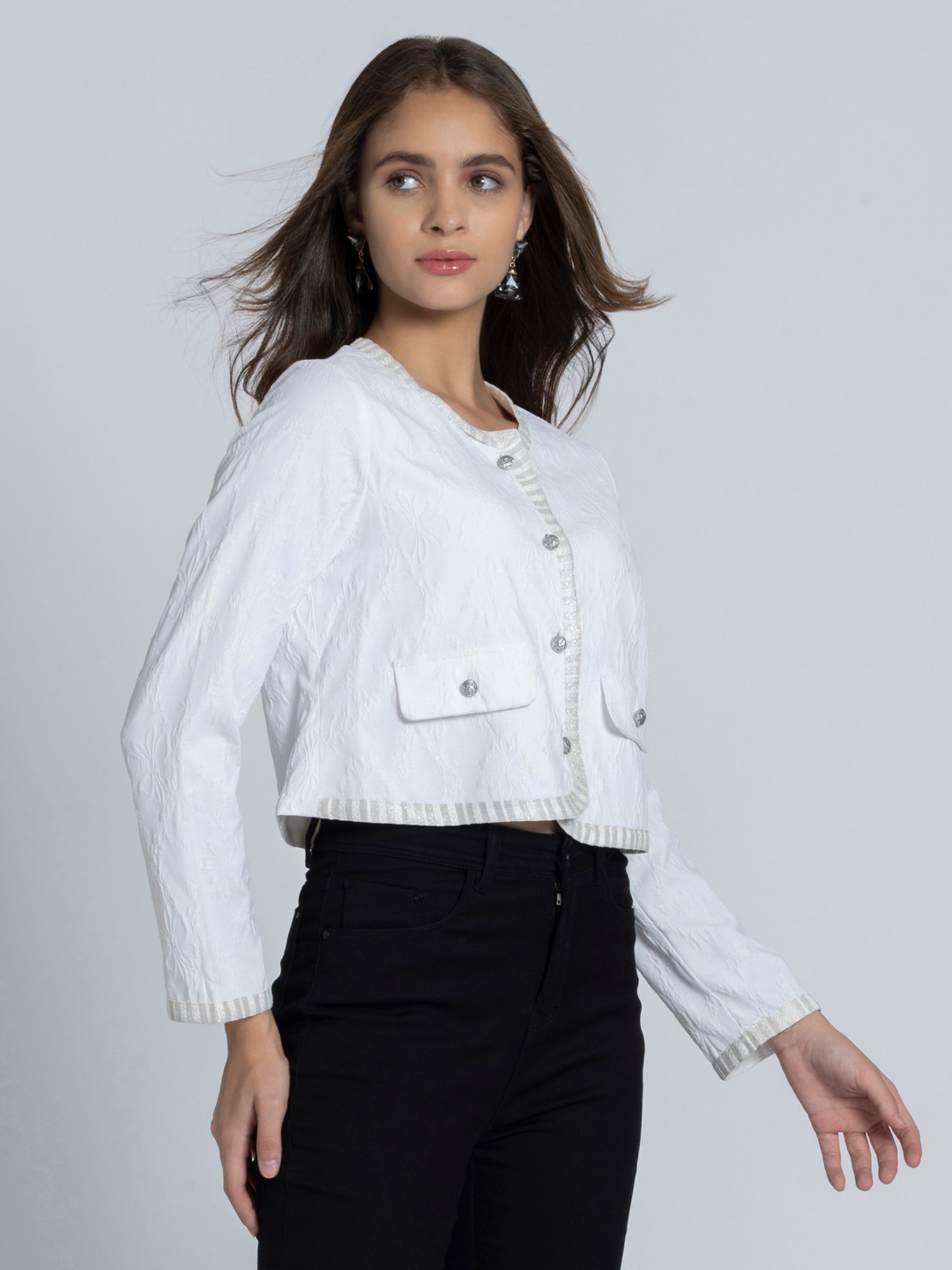 SHAYE White Relaxed Fit Jacket