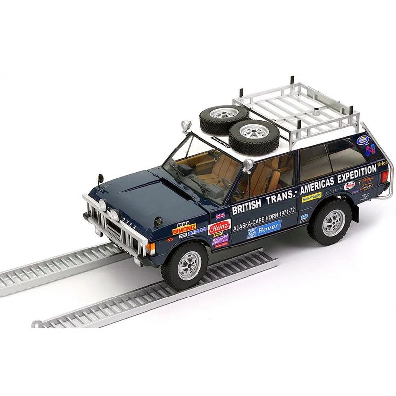Land Rover Range Rover Dark Blue w/Roof Rack & Accessories "The British Trans-Americas Expedition" 1/18 Diecast Car Almost Real