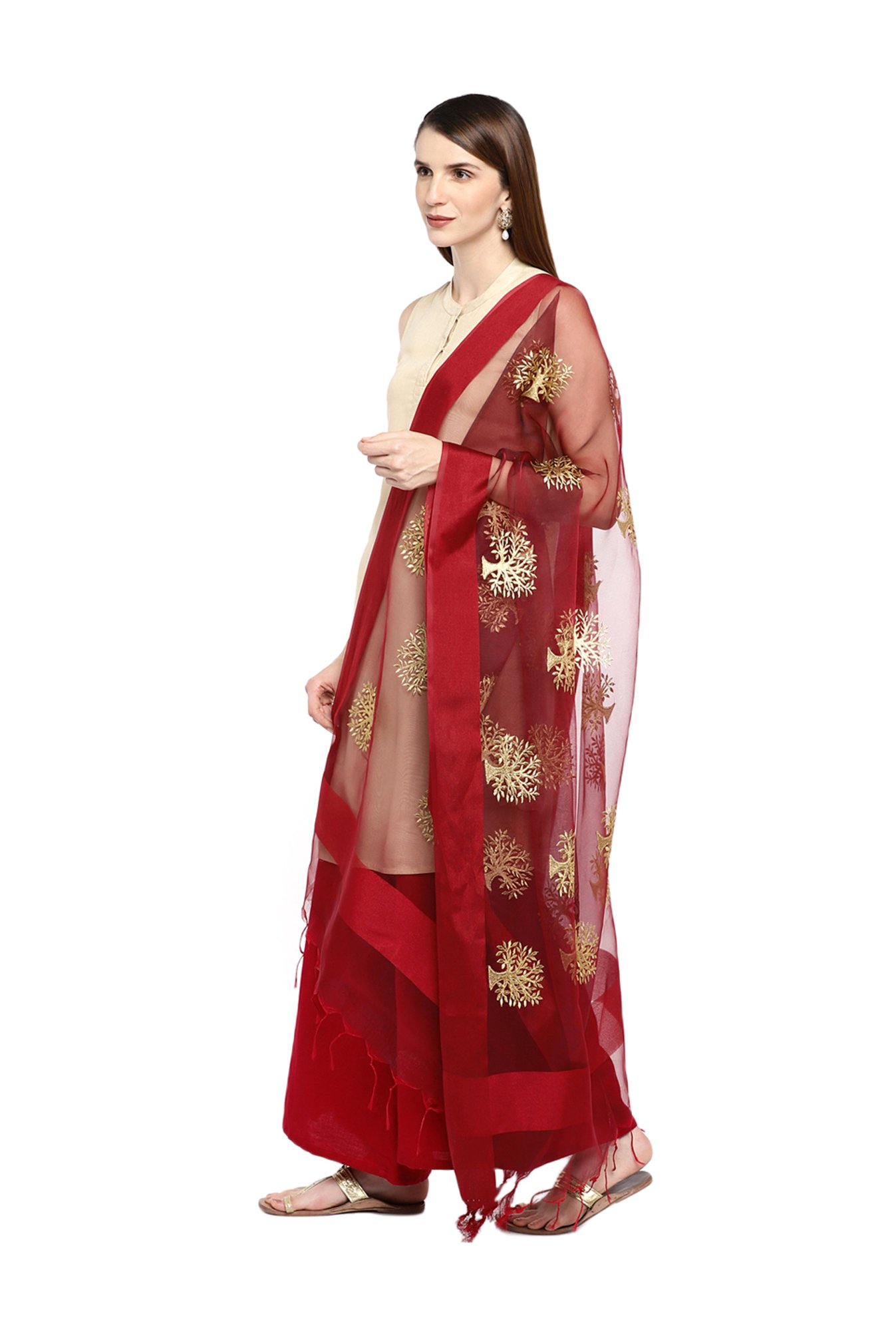 Stylum Red Plain Dupatta