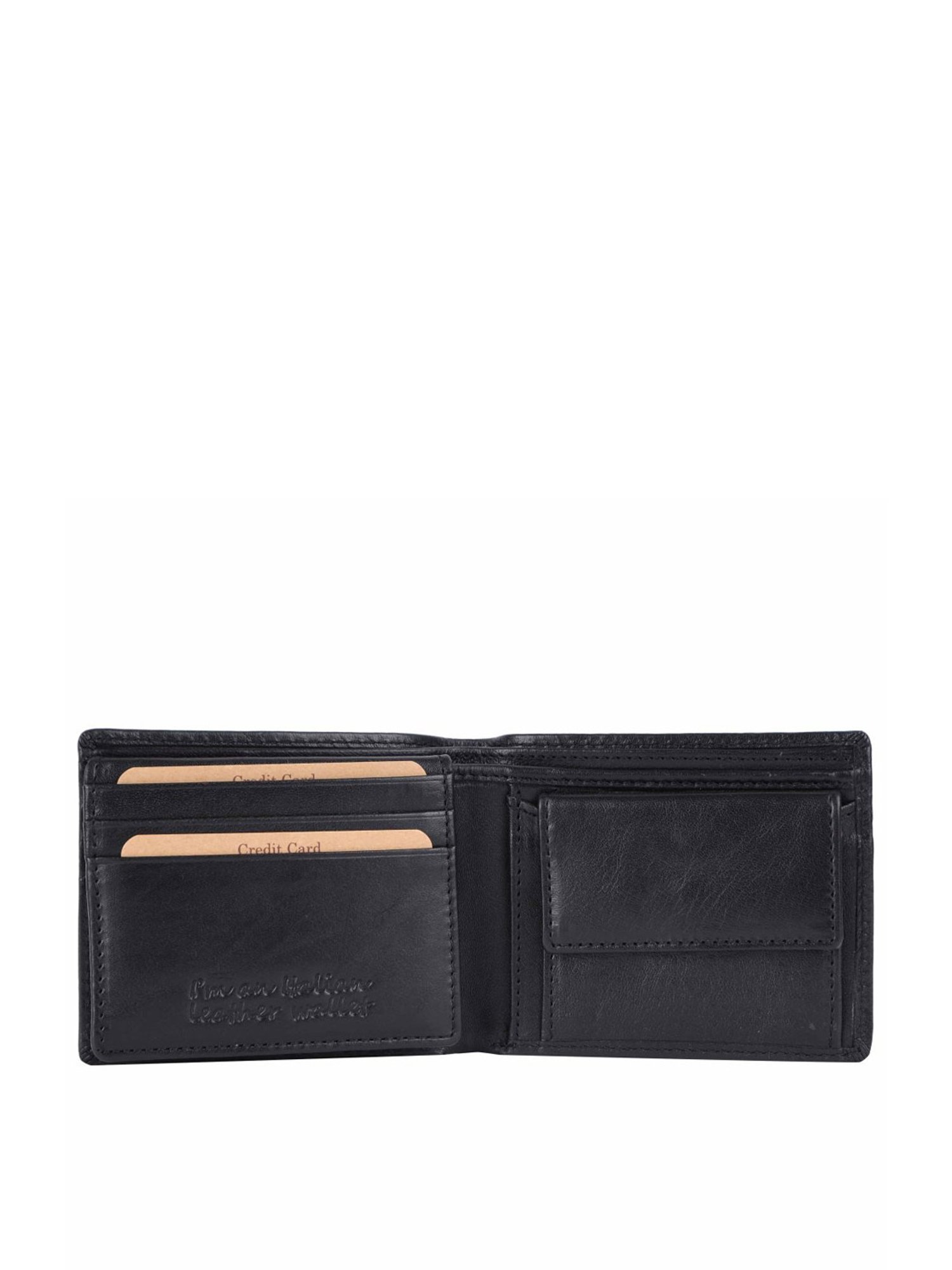 KOMPANERO Alexander Black Leather Textured Bi-Fold Wallet