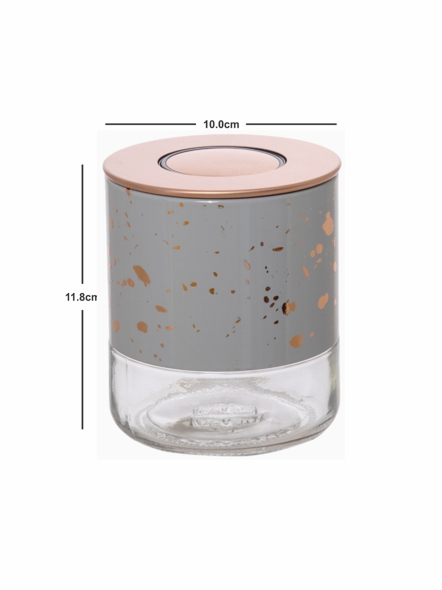 White Gold Silver Glass Storage Jar with Lid (0.38L)