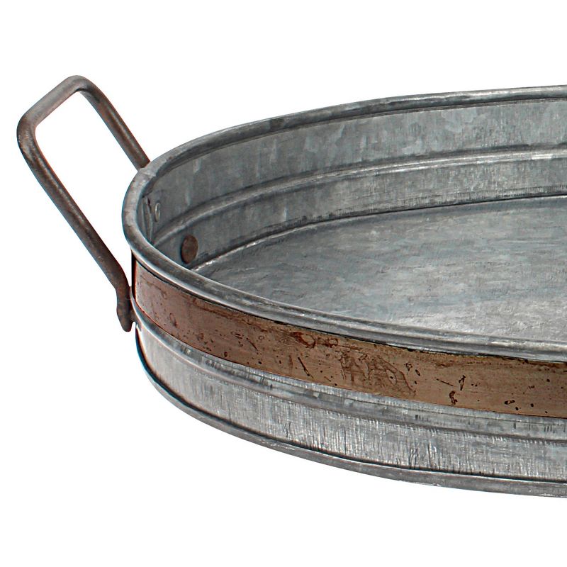 Aged Galvanized Tray with Rust Trim and Handles - Gray - Stonebriar