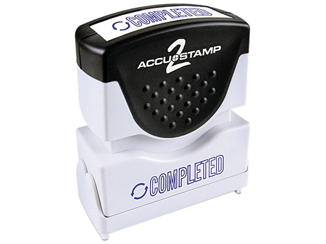 Accustamp2 Shutter Stamp With Microban, Blue, Completed, 1 5/8 X 1/2