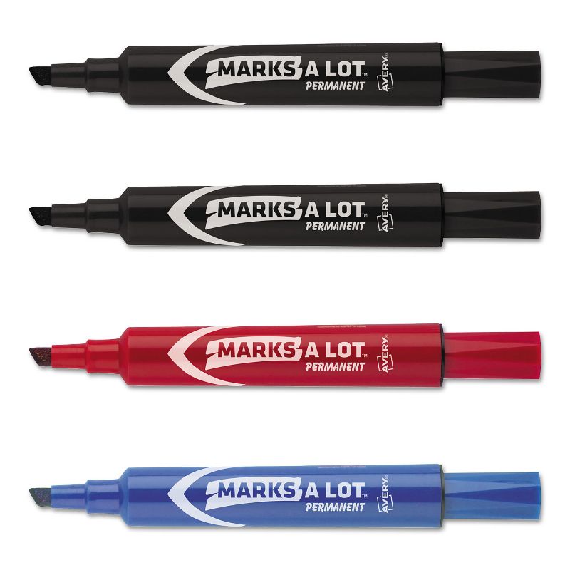 Marks-A-Lot Regular Desk Style Permanent Marker Chisel Tip Assorted 4/Set 07905