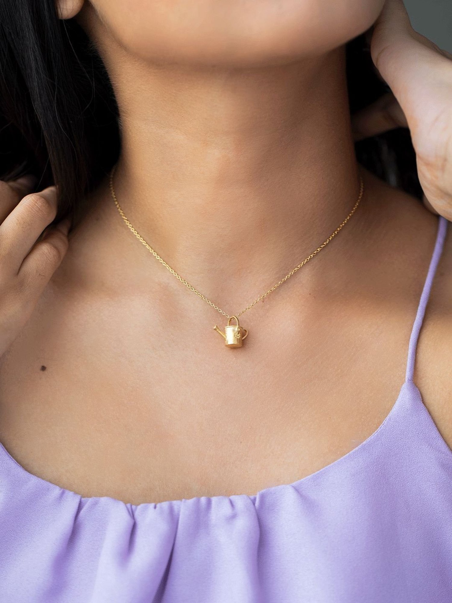 Shaya 92.5 Sterling Silver Green Fingers Watering Pot Charm Necklace for Women