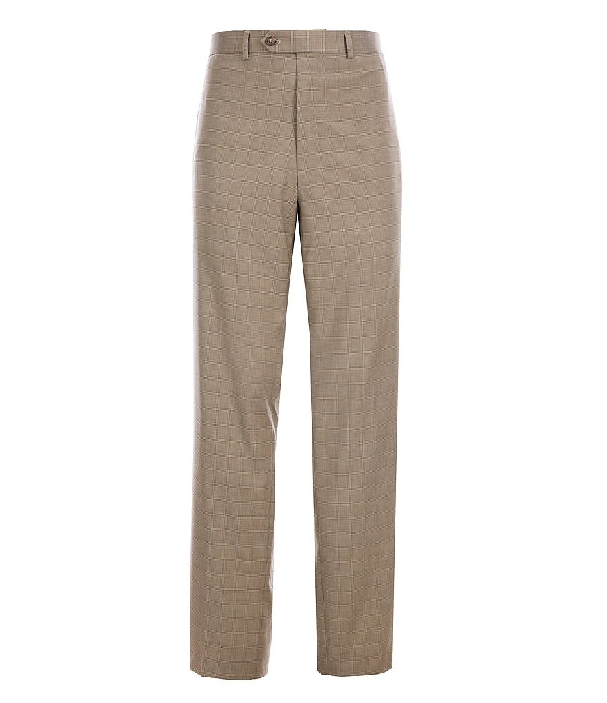 Ralph Ralph Lauren Flat-Front Relaxed-Fit Tonal-Plaid Dress Pants