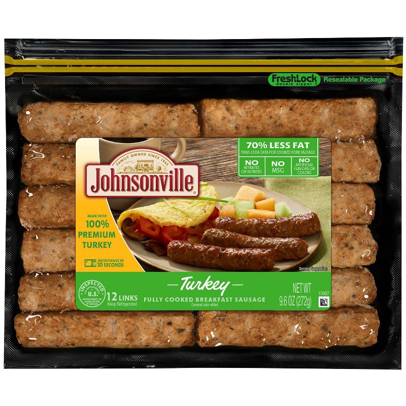 Johnsonville Turkey Fully Cooked Breakfast Sausage Links - 9.6oz/12ct