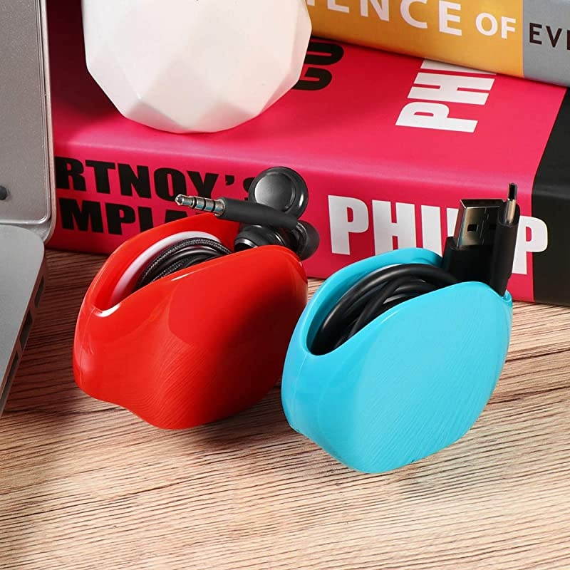 4 Pack Automatic Roll Earphone Cable Cord Winder Wrap Headphone Holder Retractable Cord Organizer for USB Cables Headphone Cable Data Charging Cable Tangle Free