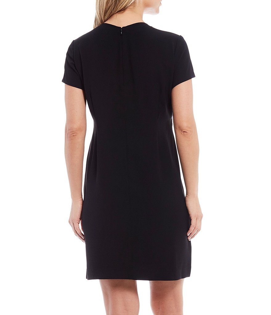 Ming Wang Short Sleeve V-Neck Belted Dress