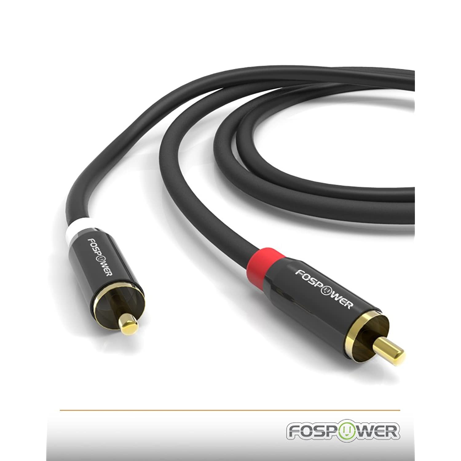 FosPower (25 Feet) 2 RCA M/M Stereo Audio Cable [24K Gold Plated | Copper Core] 2RCA Male to 2RCA Male [Left/Right] Premium Sound Quality Plug