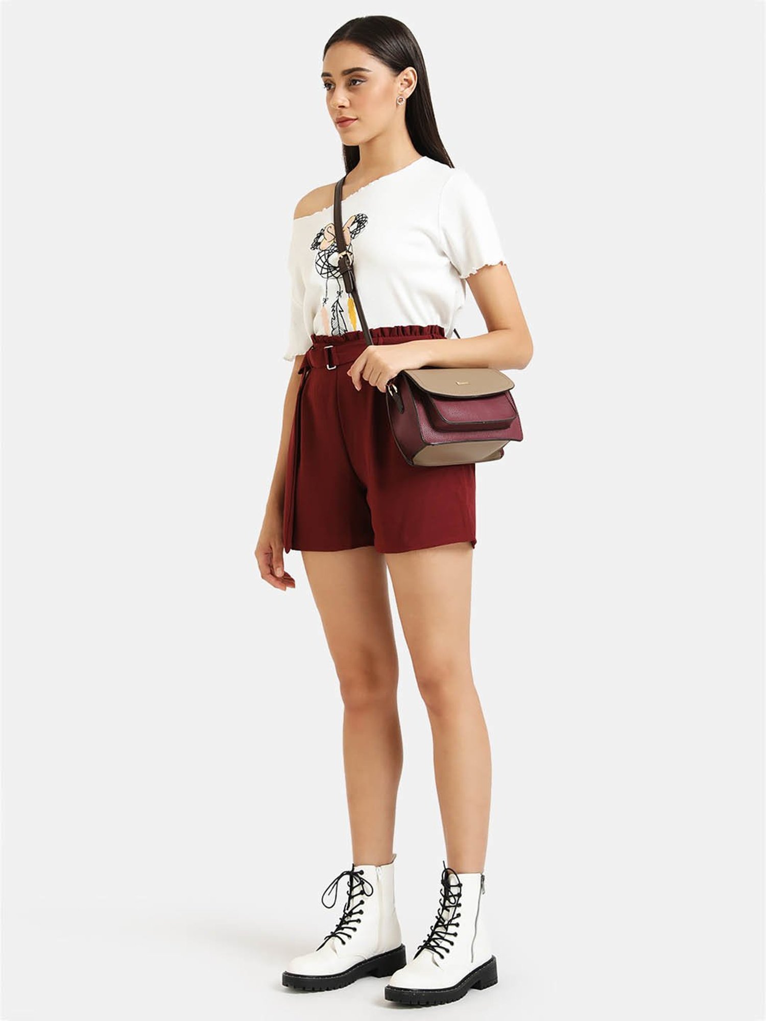 Kazo Maroon Regular Fit Shorts