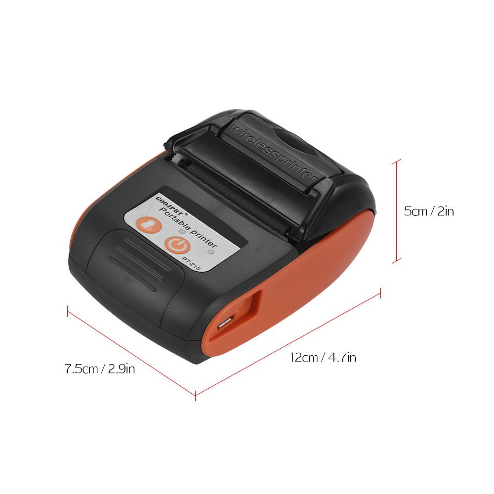 GOOJPRT PT-210 Portable Thermal Printer Handheld 58mm Receipt Printer for Retail Stores Restaurants Factories Logistics