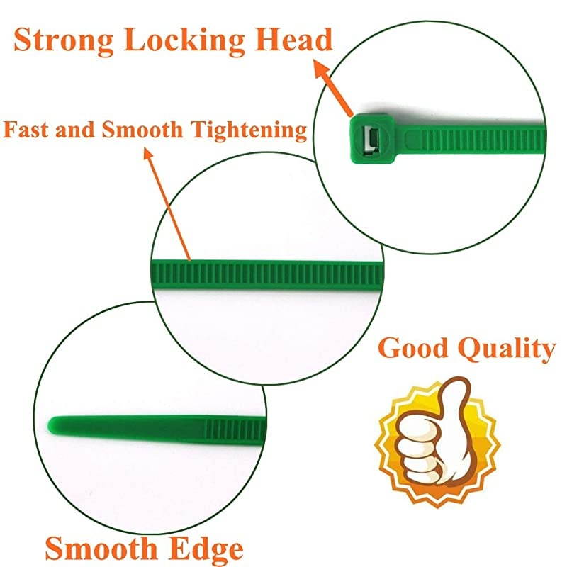 14 Inch Tree Grass Green Color Cable Ties 100 Pack, Upgrade Industrial UV Resistant Durable Life Zip Ties, Heavy Duty Cable Management for Large Objects Gardening Fence (14 inch, 50LB, Green)