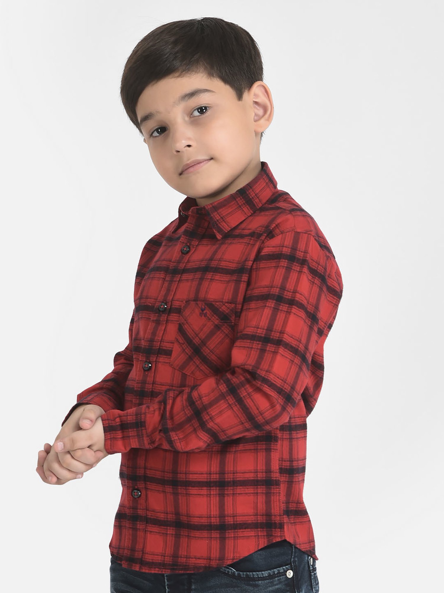 Crimsoune Club Kids Red Checks Shirt