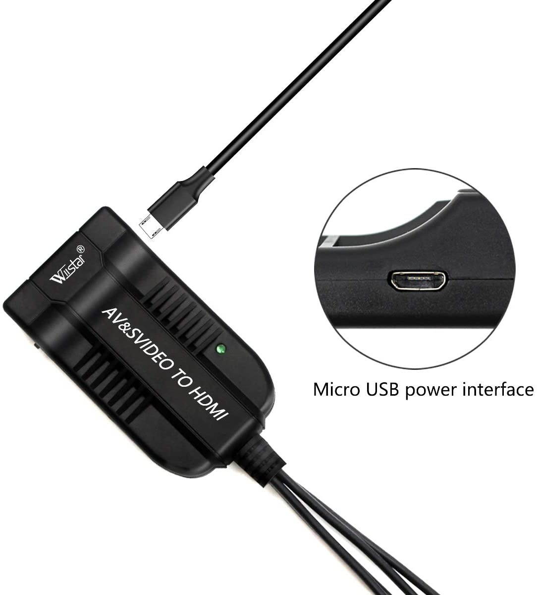 Wiistar AV CVBS to HDMI Converter Male Composite Female RCA S-Video to HDMI Adapter Support 720P 1080P for TV VHS VCR DVD