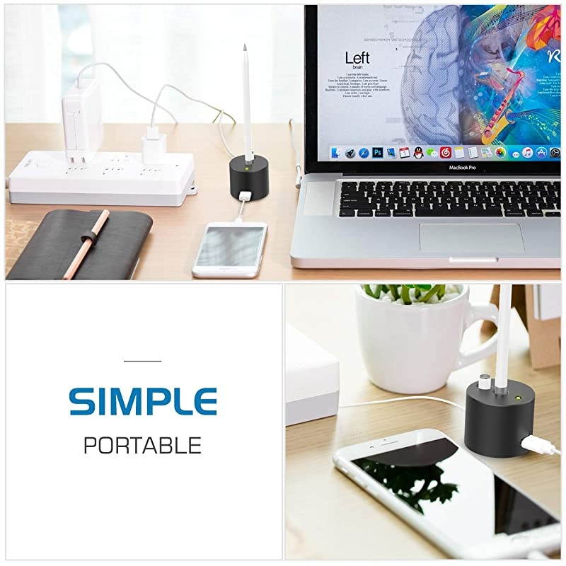 LED Charge Indicator Charging Stand Compatible with Apple Pencil 1st Gen Aluminum Charger Dock Pencil Holder Fit iPad 102 2019 iPad Pro 129 105 97 iPad Air 3Mini 5 2019 Pen Black