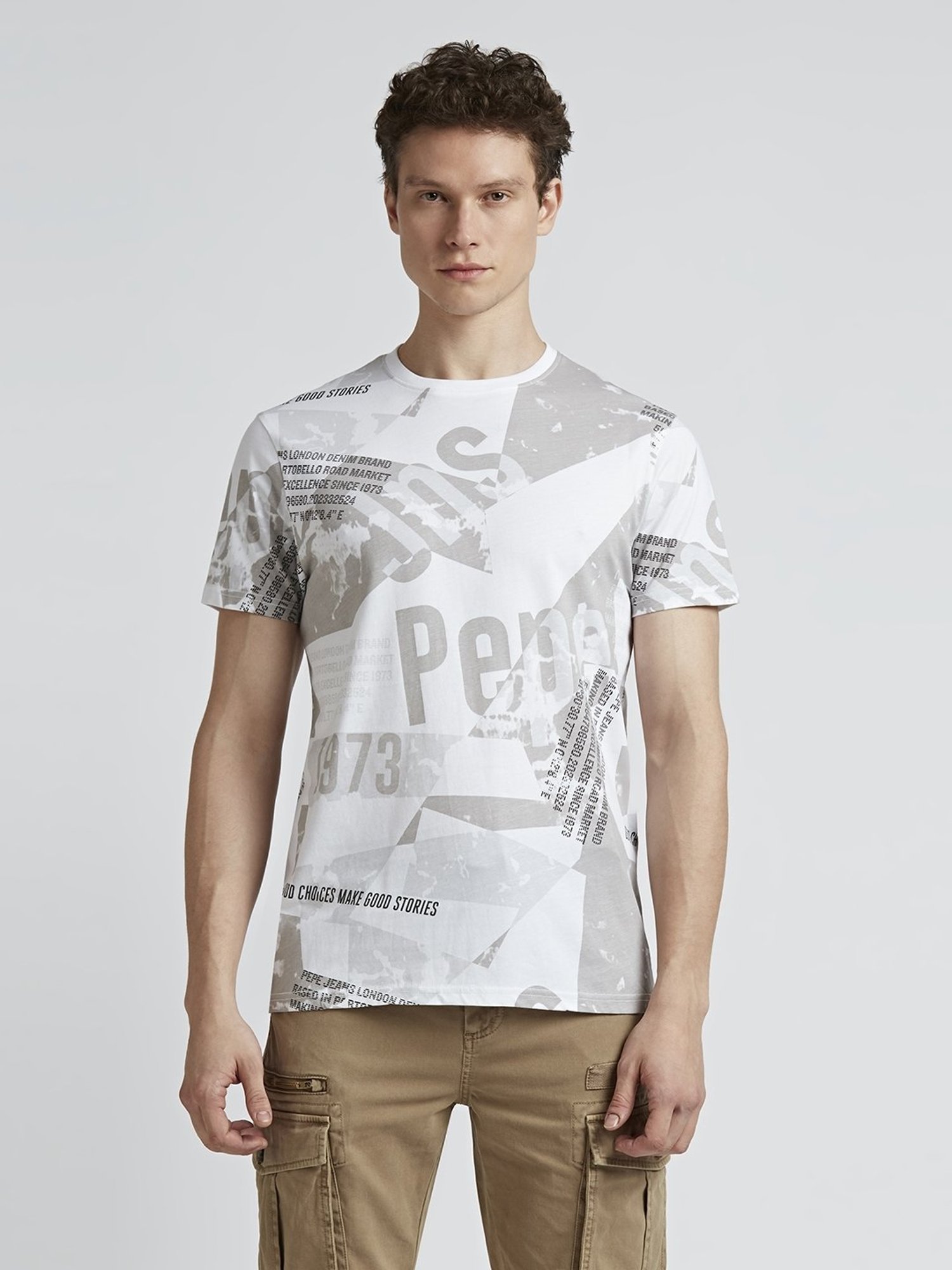 Pepe Jeans Grey Cotton Slim Fit Printed T-Shirt