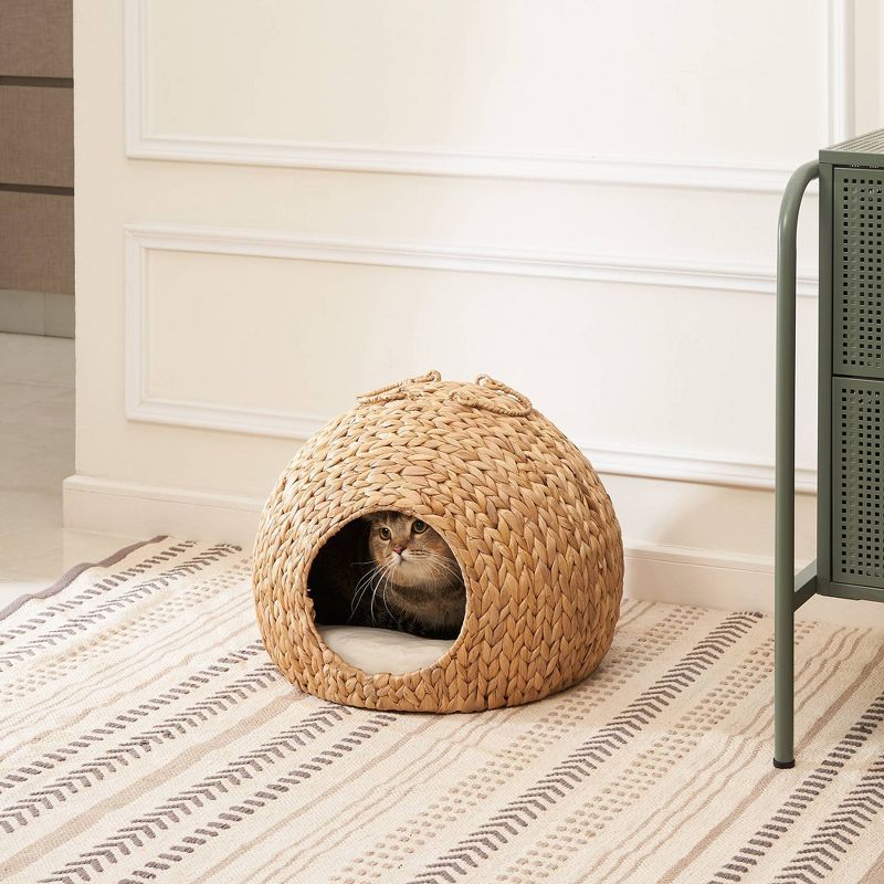 Vifah Amelia Water Hyacinth with Cushion Cat House Bed - M
