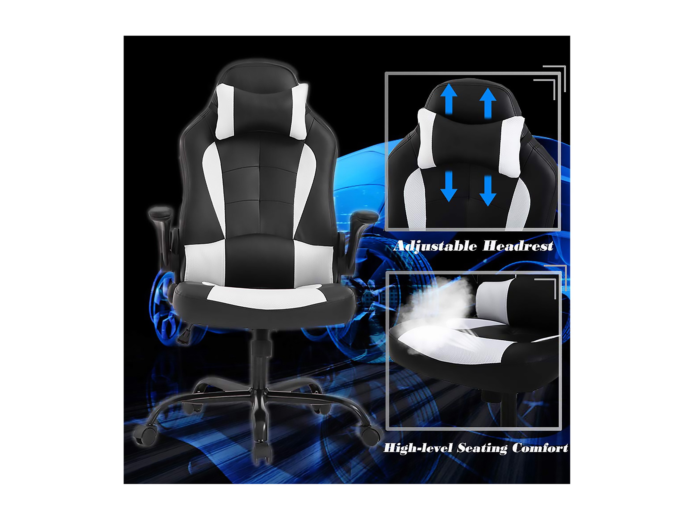 ProHT 95000 Ergonomic Gaming Chair with Adjustable Headrest Pillow, Padded Armrest and Lumber Support
