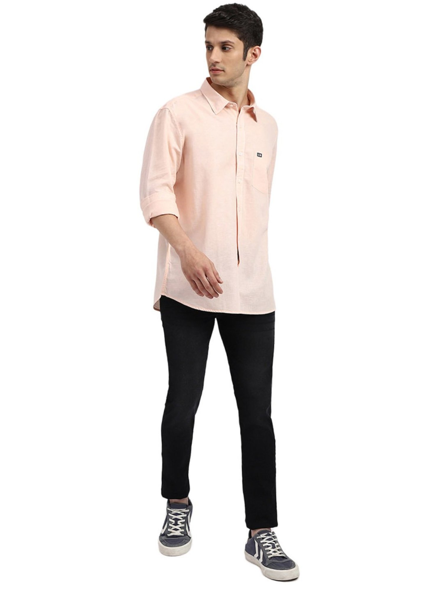 Arrow Peach Cotton Slim Fit Shirt
