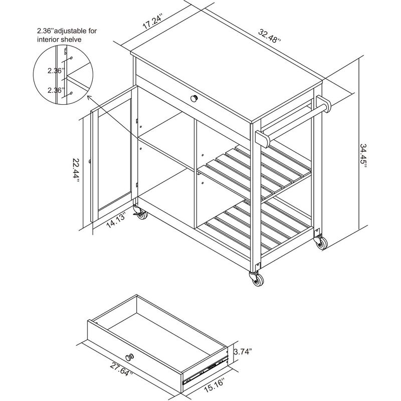 Wood Top Kitchen Island White - Glitzhome