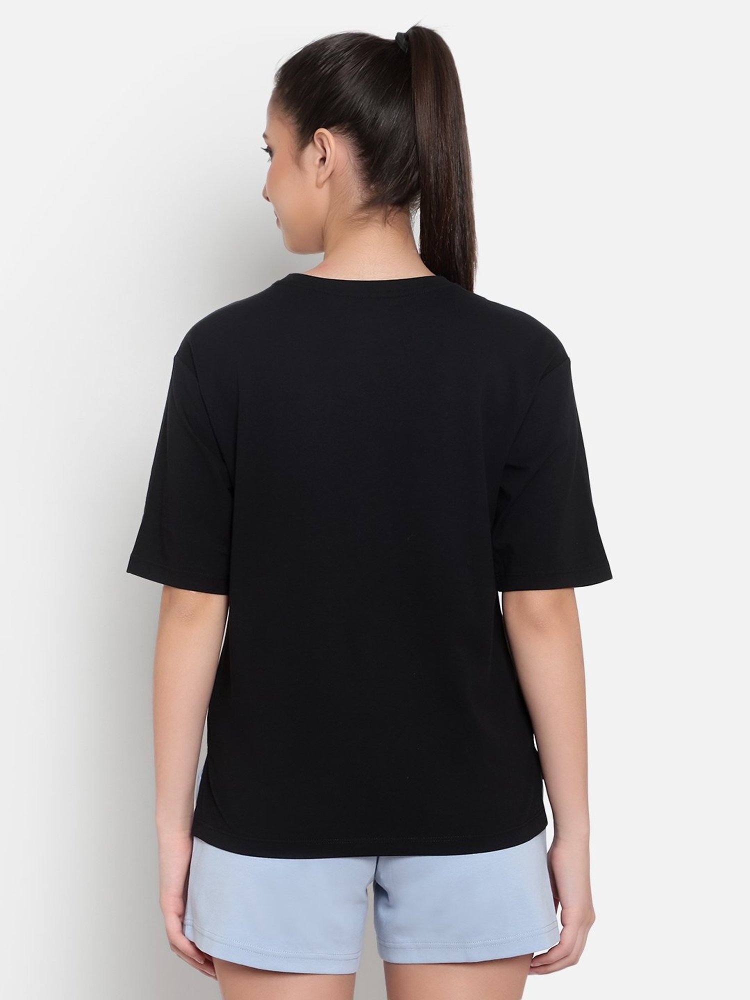 Anta Black Cotton Printed Sports T-Shirt