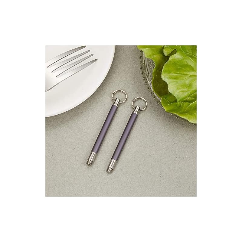 Pieces Portable Titanium Toothpicks Pocket Toothpick Metal Toothpick Holder for Outdoor Picnic and Camping (Purple)