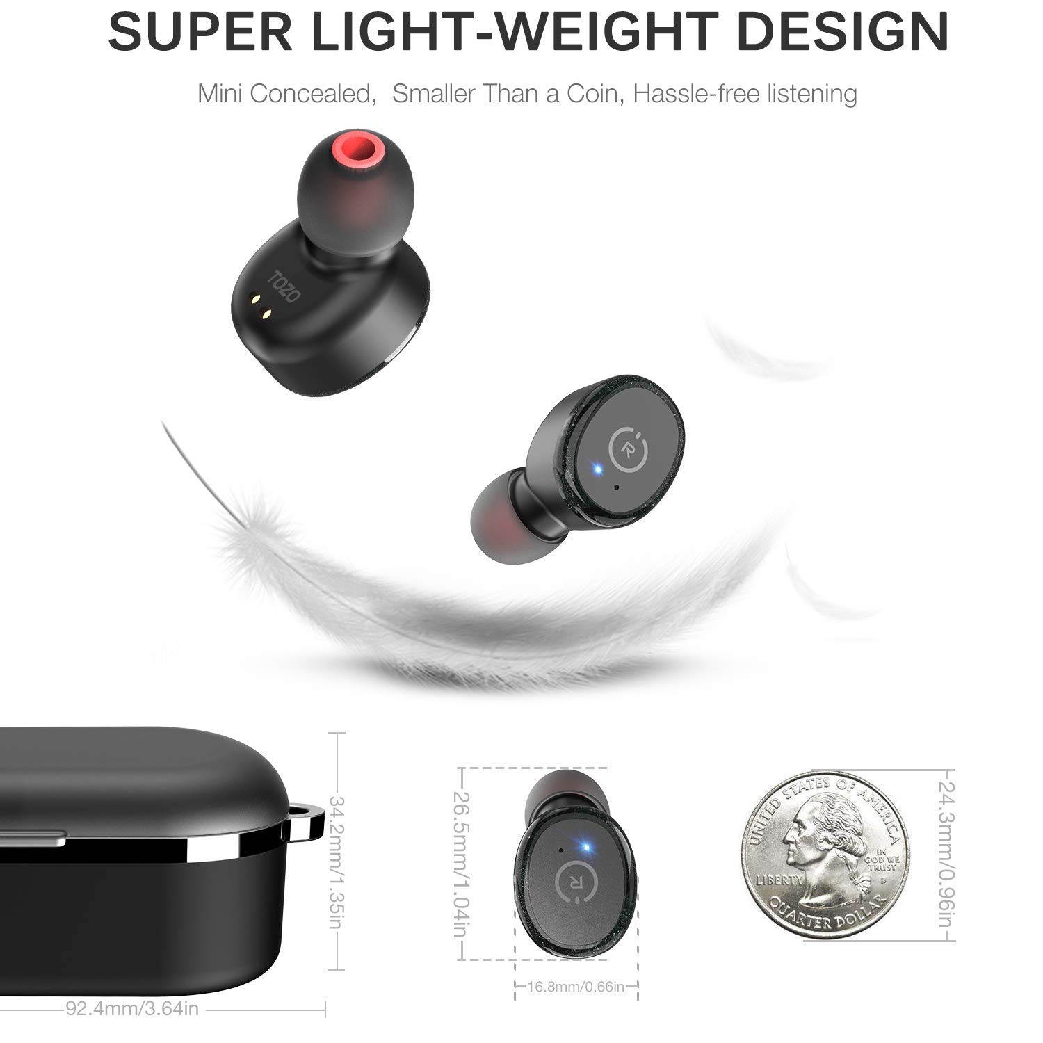 Bluetooth 5.0 Wireless Earbuds with ?Wireless Charging Case? IPX8 Waterproof TWS Stereo Headphones in-Ear Built-in Mic Headset Premium Sound with Deep Bass for Sport, Wireless Earbuds