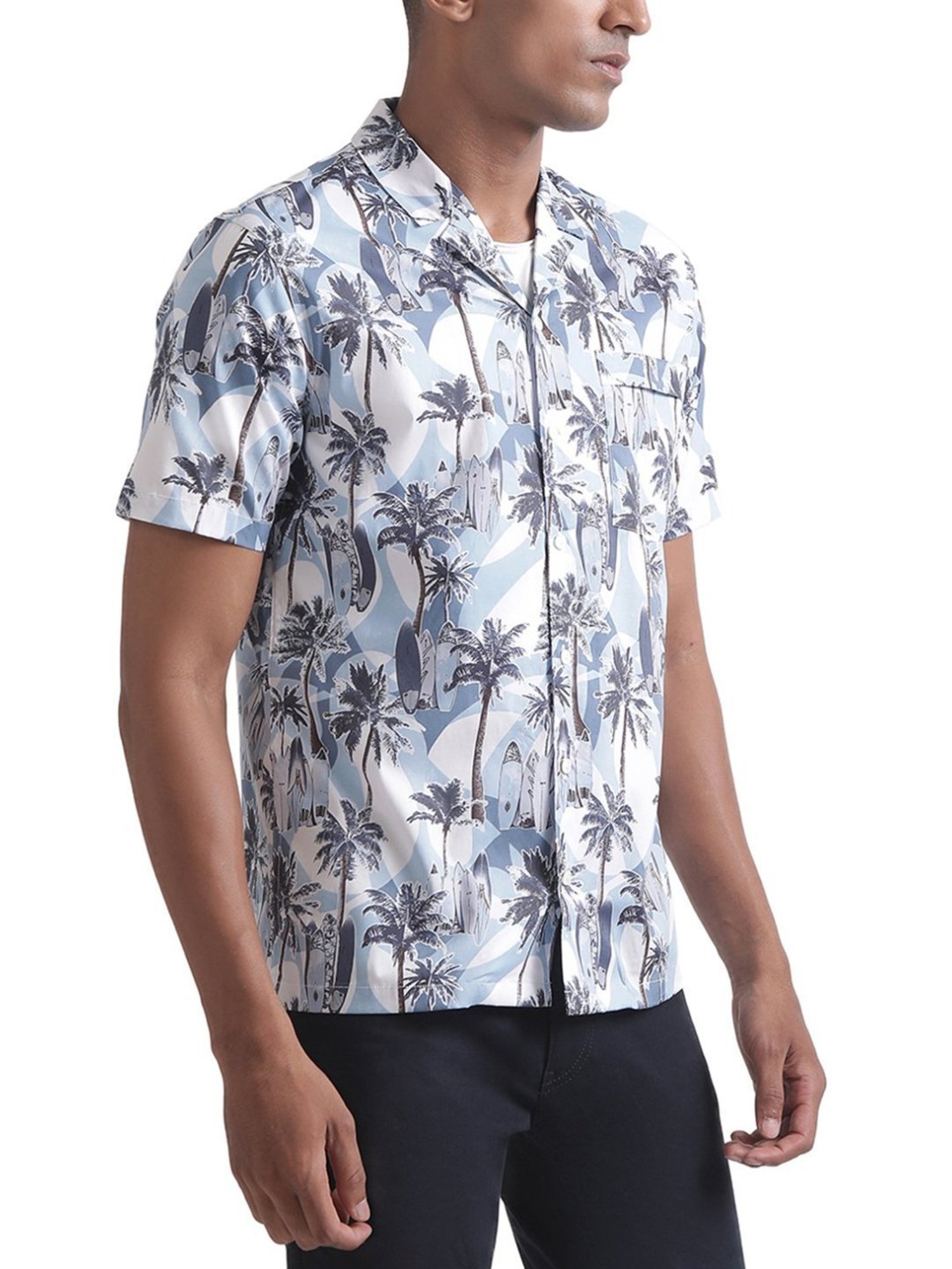 Matinique Blue Regular Fit Printed Shirt