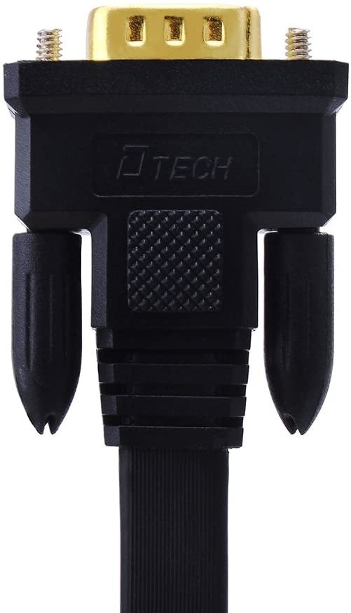 DTech Flat Thin Extra Long VGA Cable 100 ft Male to Male 15 Pin Connector Computer Monitor Cord 1080p High Resolution (31 Meter Black)