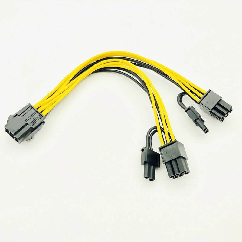 5PCS PCI-E 6-pin to Dual 6+2-pin (6-pin/8-pin) Power Splitter Cable Graphics Card PCIE PCI Express 6Pin to Dual 8Pin Power Cable