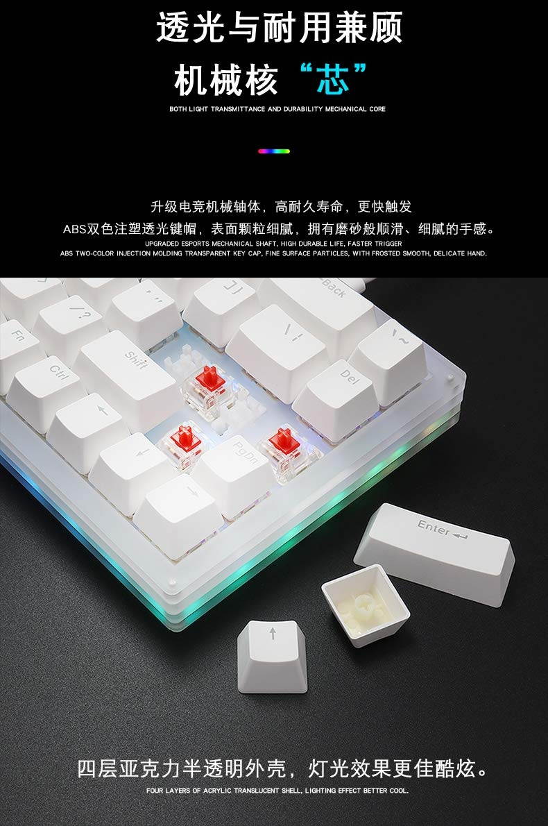 Zeeyoo 65% 68 Key Custom Mechanical Keyboard PCB CASE hot swappable Switch Support Lighting Effects with RGB Switch led (Zeeyoo 68 Gateron Yellow Switch x1)