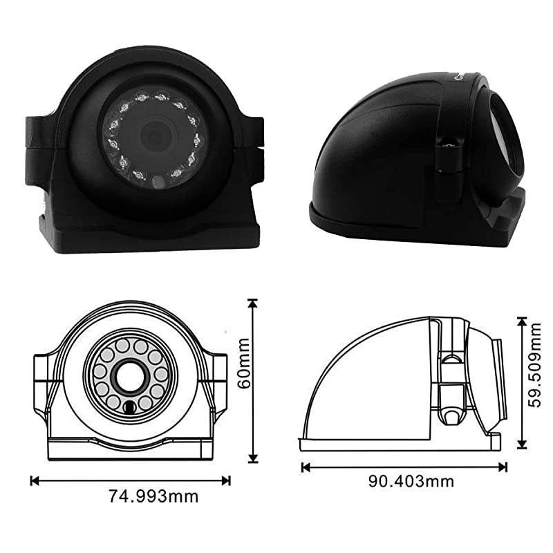 Vehicle Vision Safety Backup Camera System 7 inch Monitor Built-in DVR Recorder with Quad Split Screen Vehicle Side Camera Rear View Camera Monitor Kit for Truck Van Caravan Trailers