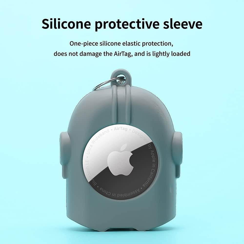 Silicone Case Compatible for AirTag 2021,Cute and Fashion Tracker Protective Holder with Keychain (Helmet)