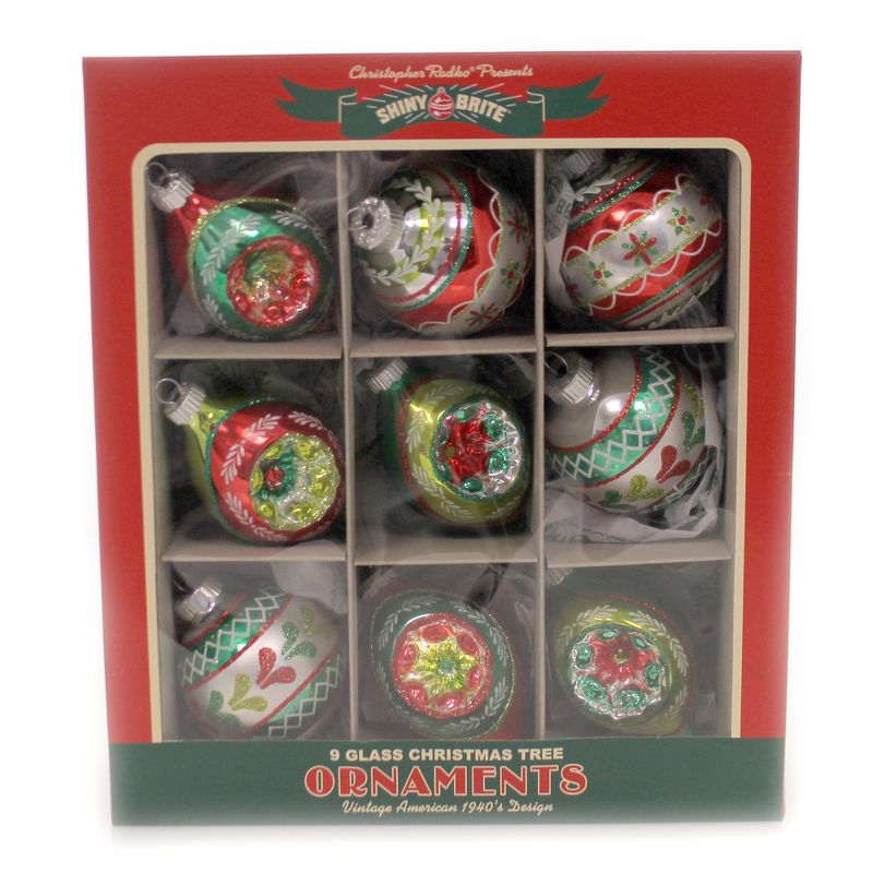 Shiny Brite 2.75" Hs Rounds & Tulips Holiday Splendor Ornament  -  Tree Ornaments