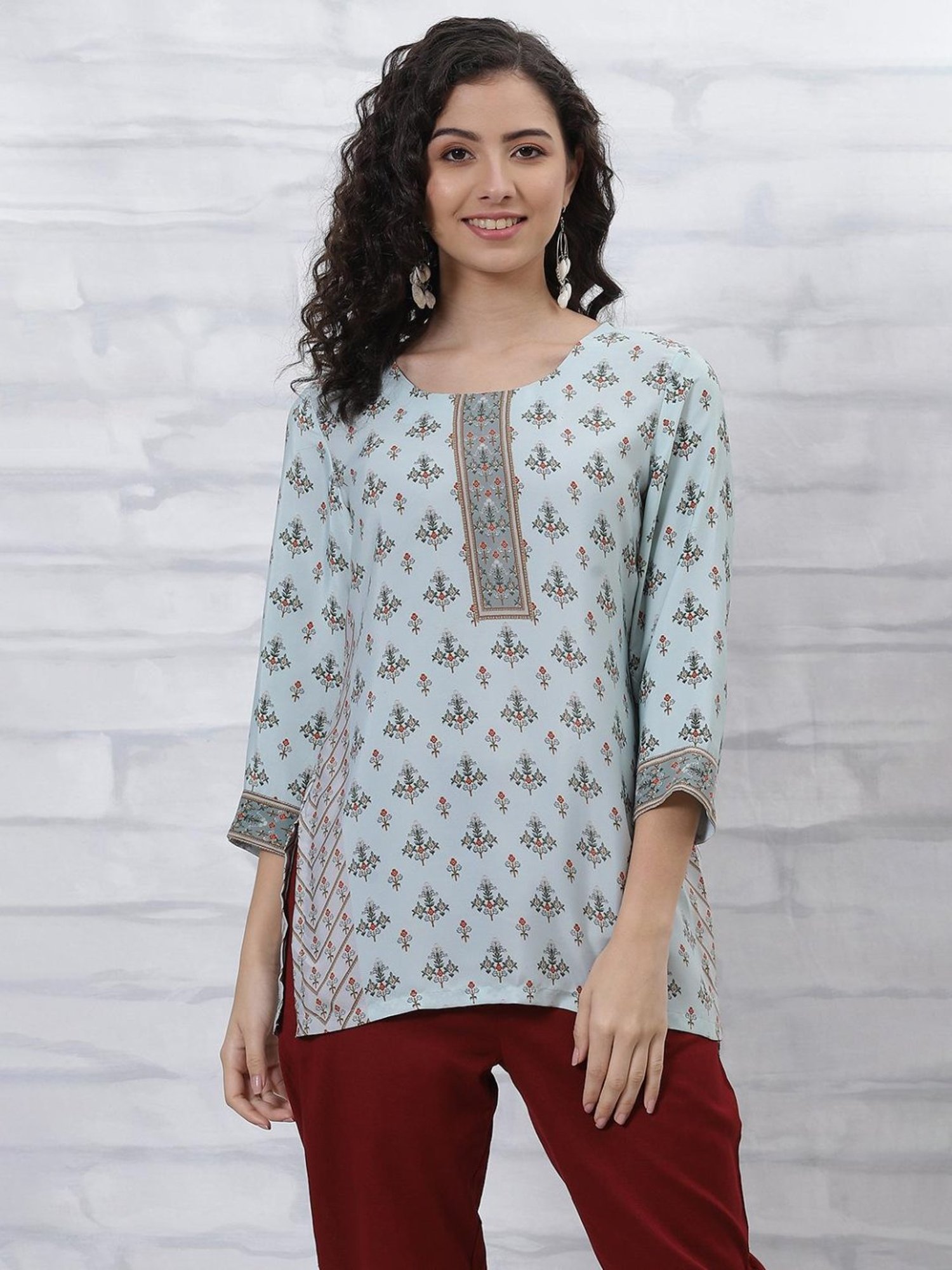 Rangriti Blue Printed Tunic