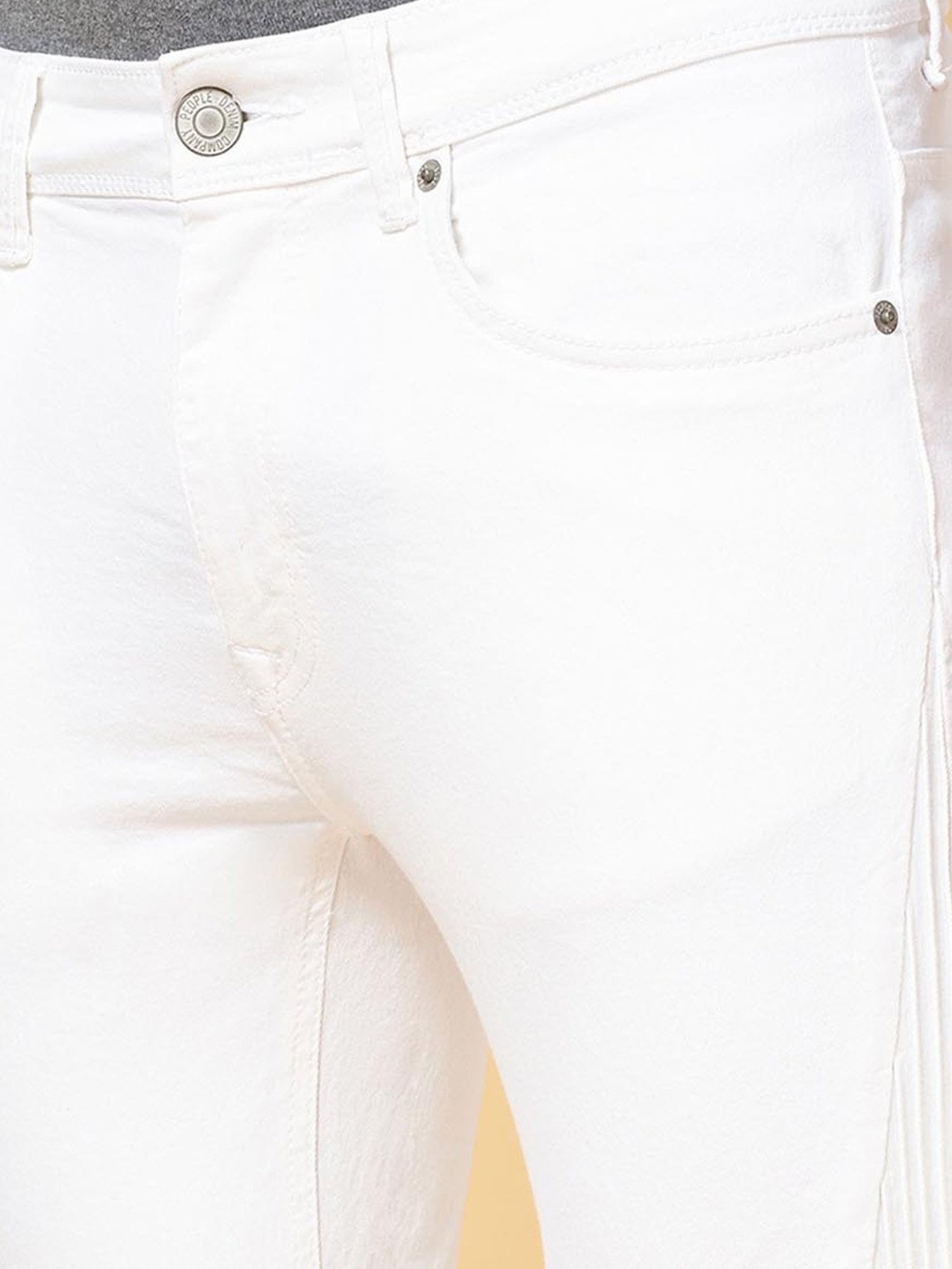 People by Pantaloons Off White Slim Fit Jeans
