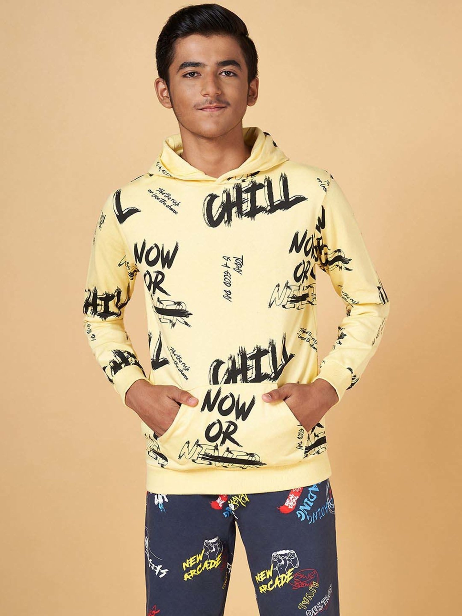 Coolsters by Pantaloons Kids Yellow Cotton Printed Full Sleeves Sweatshirt