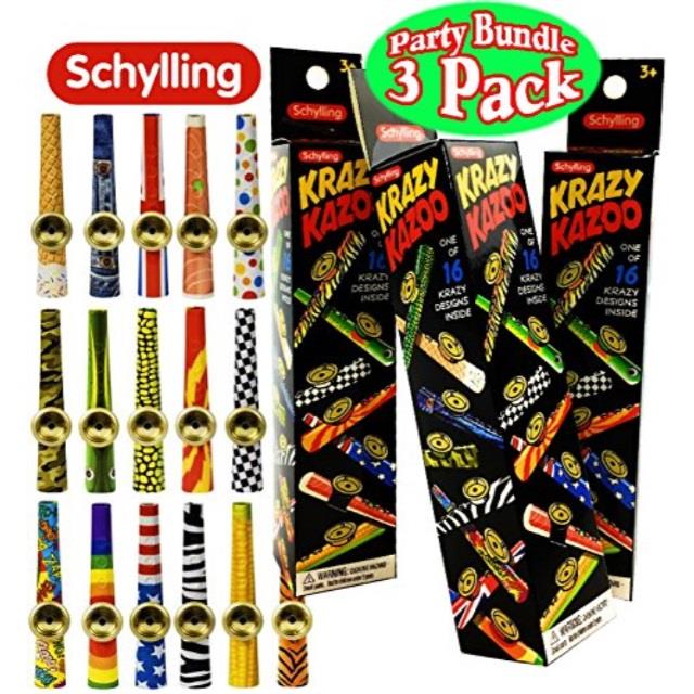 schylling krazy kazoo tin blind box party favor bundle  3 pack assorted