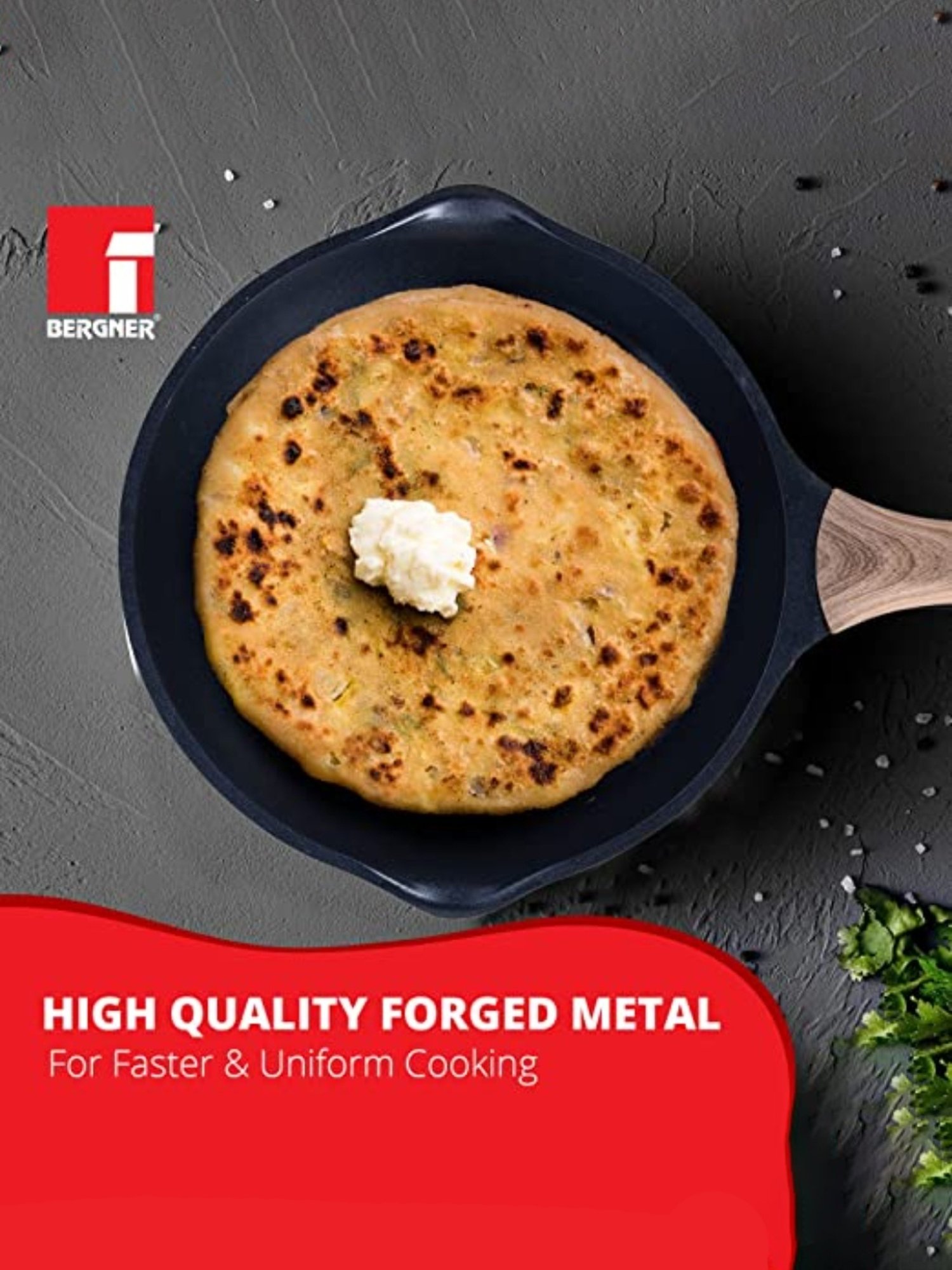 Bergner Grey Triply Marble Induction Base Frypan - 20cm (1.2L)