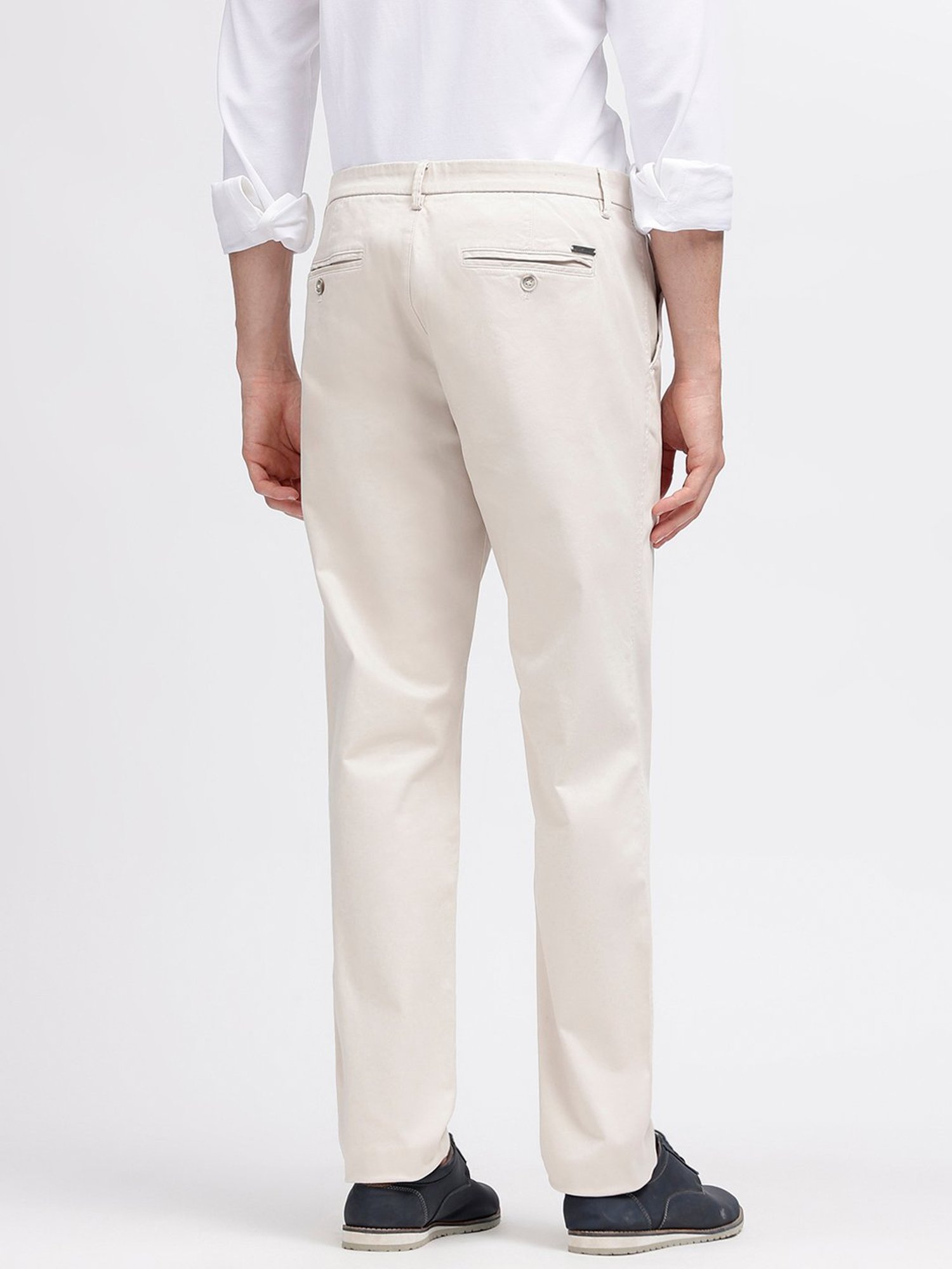 Bruun & Stengade Off White Regular Fit Flat Front Trousers
