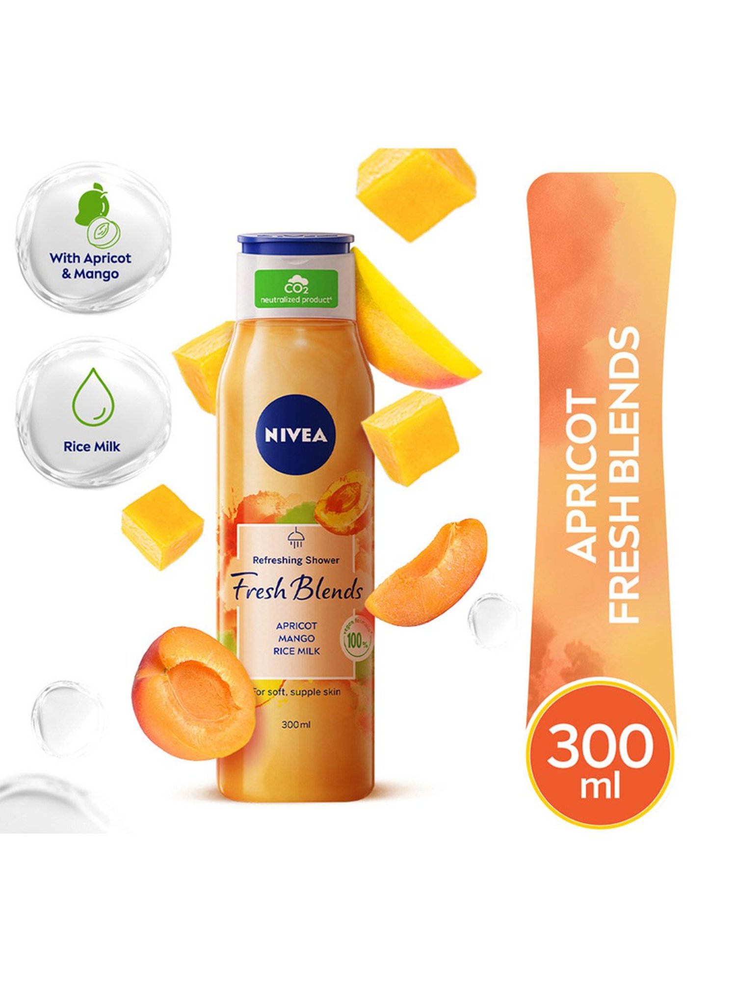 NIVEA Fresh Blends Apricot, Mango & Rice Milk Shower Gel - 300 ml