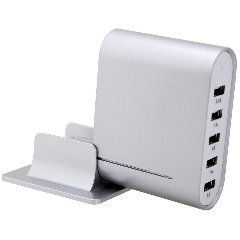 Trexonic 7.1 Amps 5 Port Universal USB Compact Charging Station in Silver Finish