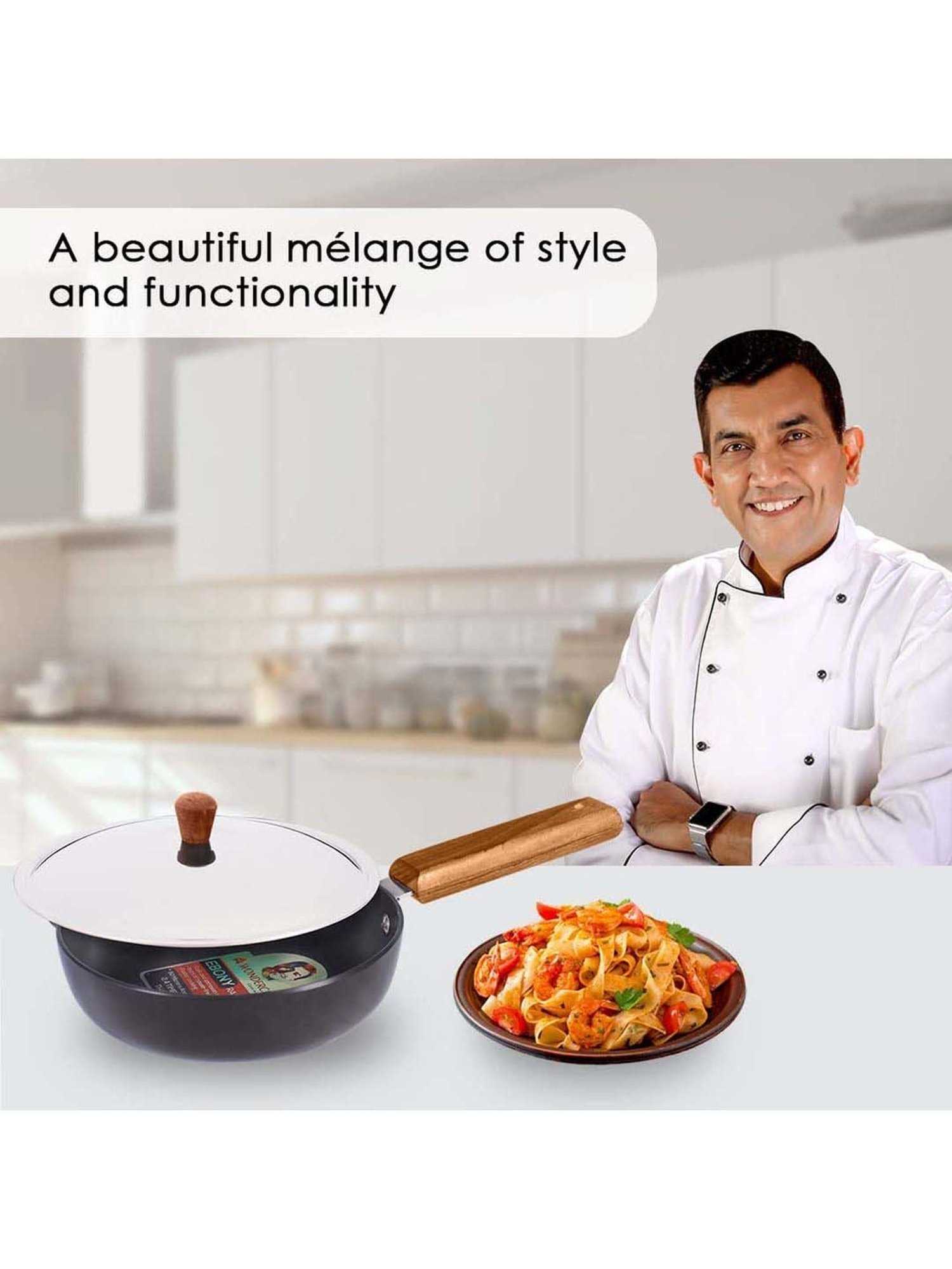 Wonderchef Ebony Hard Anodized Non-stick Biryani Handi with Lid